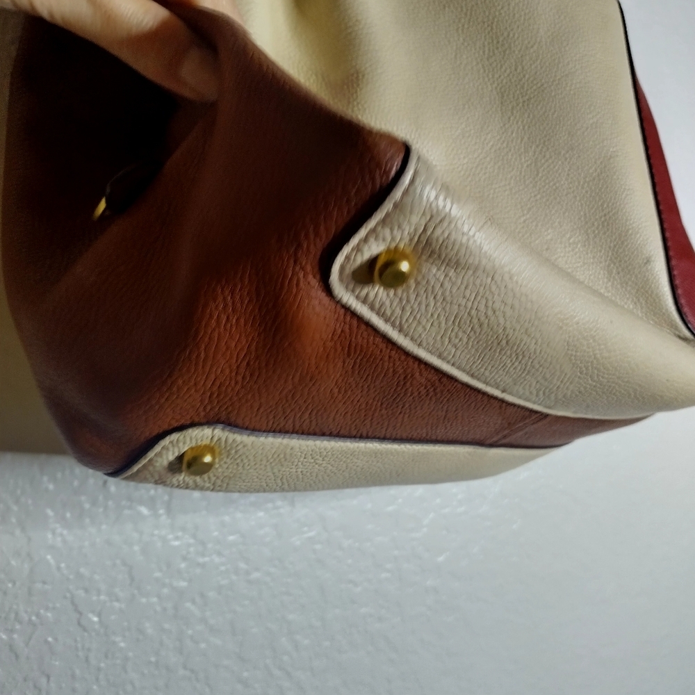 Coach Colorblock Cream, Tan, and Brown Leather Hobo Bag - Picture 4 of 12